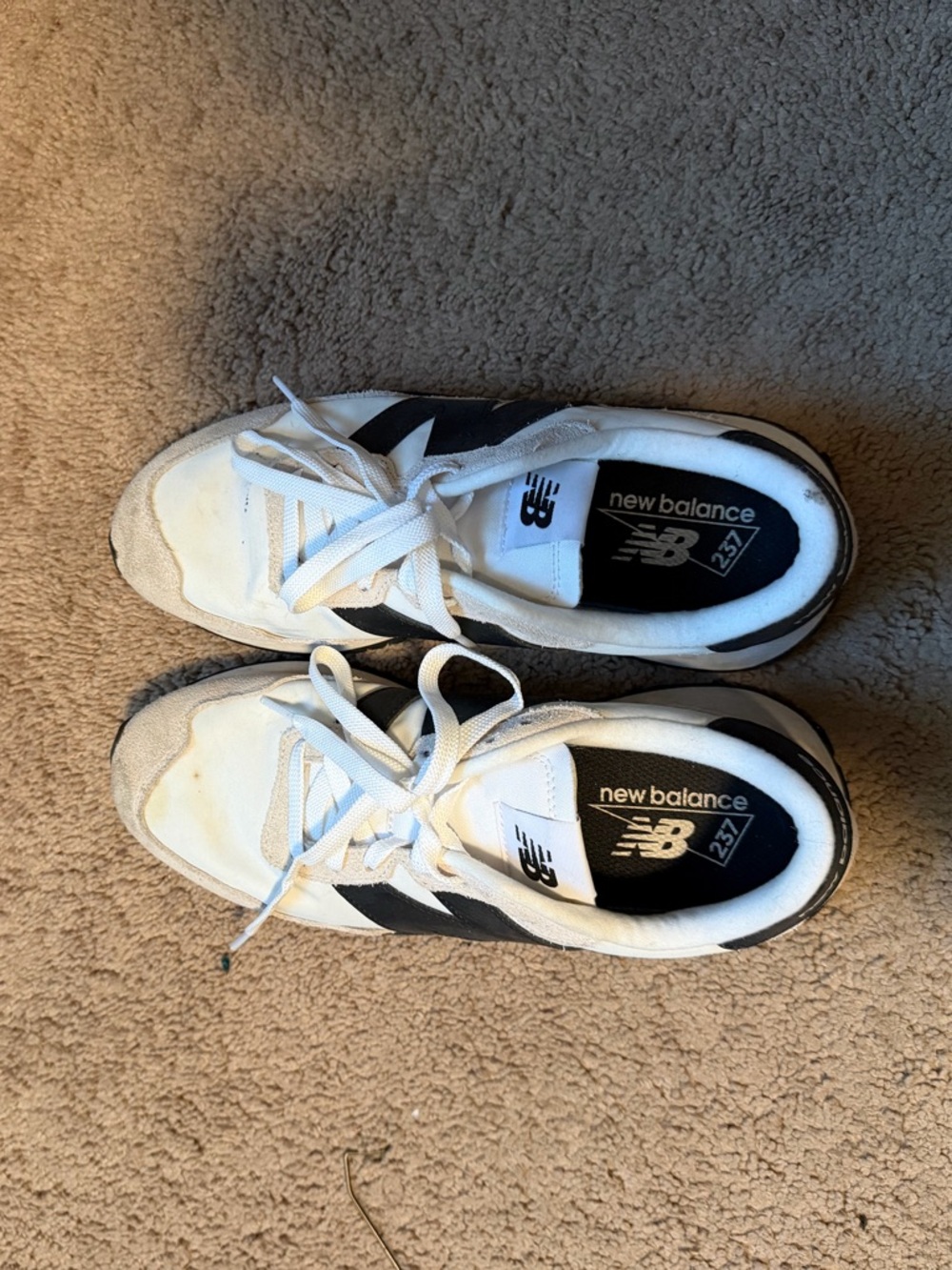 New Balance White and Black Retro Runner Sneakers